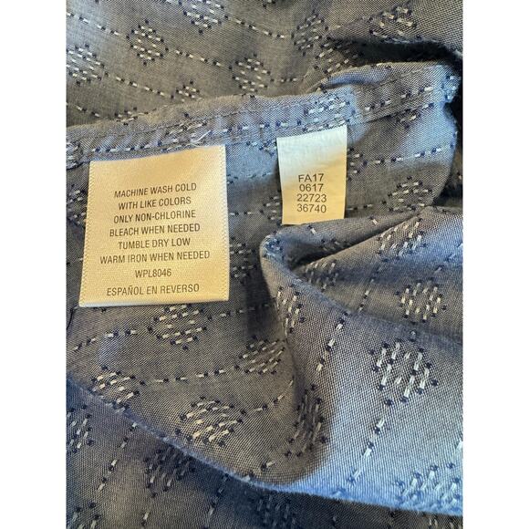 Tasso Elba Men’s Large Blue Diamond Tile Supima Cotton button down Dress Shirt - Picture 5 of 9